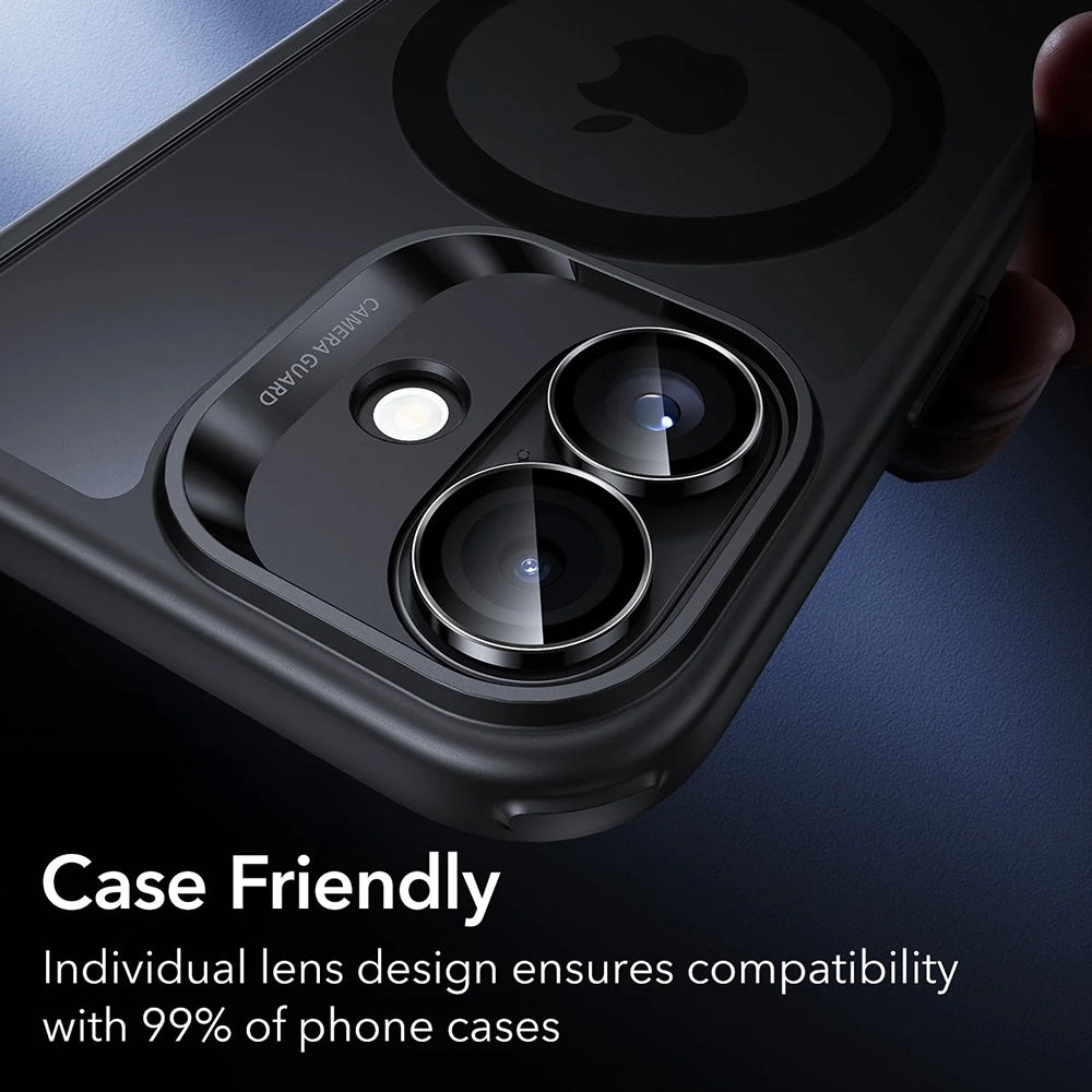 Zaštitna folija za stražnju kameru ESR Armorite za Apple iPhone 17 / 16 Plus / 16, Kaljeno staklo, Set od 2 komada, Crna
