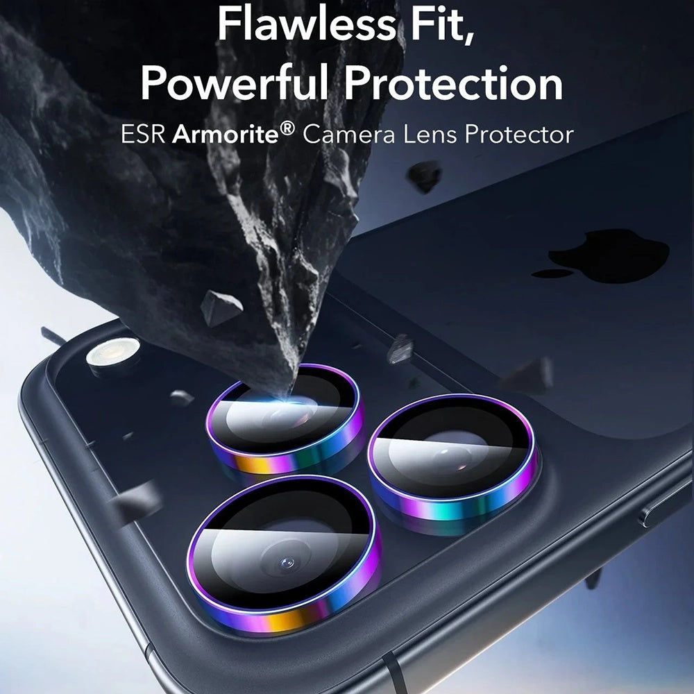 Zaštitna folija za stražnju kameru ESR Armorite za Apple iPhone 17 Pro Max / 17 Pro / 16 Pro Max / 16 Pro, Kaljeno staklo, Višebojna