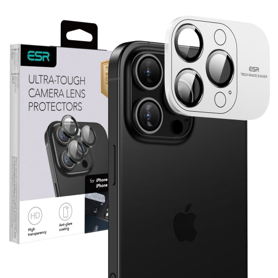 Zaštitna folija za stražnju kameru ESR Armorite za Apple iPhone 17 Pro Max / 17 Pro / 16 Pro Max / 16 Pro, Kaljeno staklo, Crna