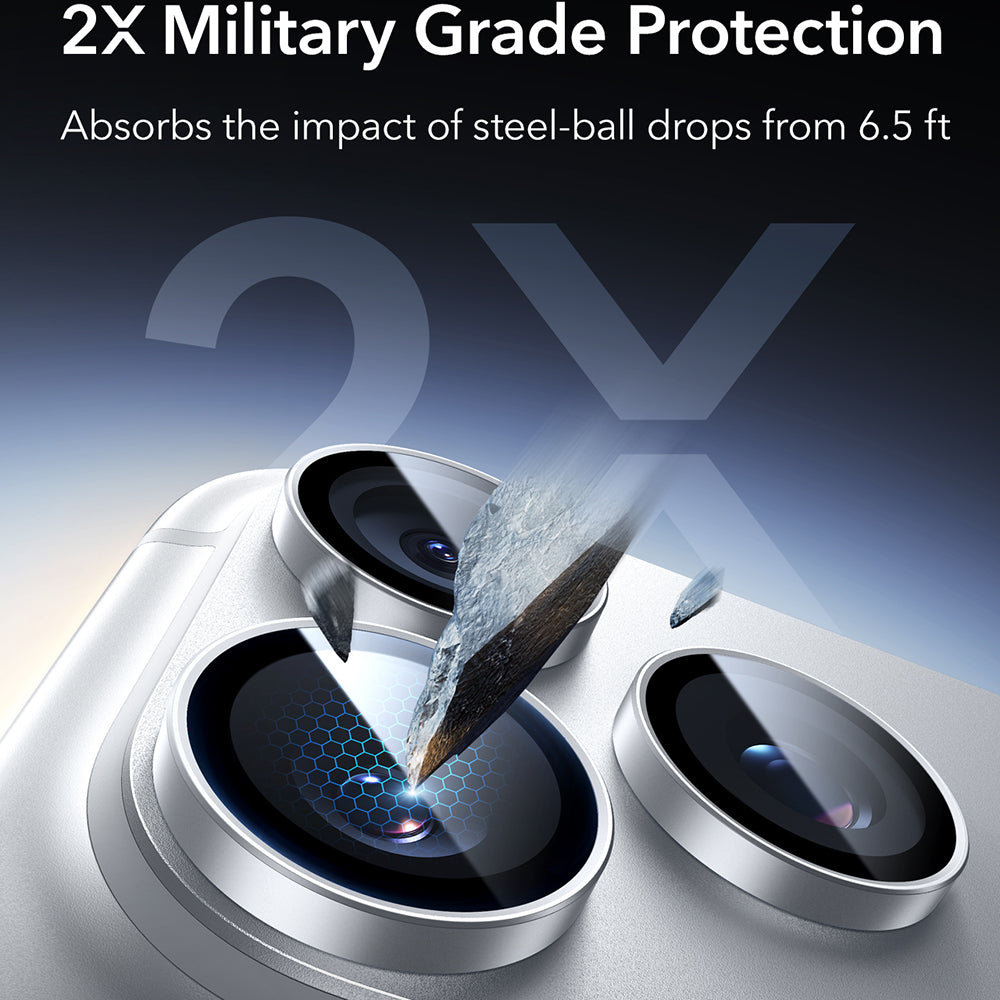 Zaštitna folija za stražnju kameru ESR Armorite za Apple iPhone 18 Pro / 18 Pro max, Kaljeno staklo, Srebrna