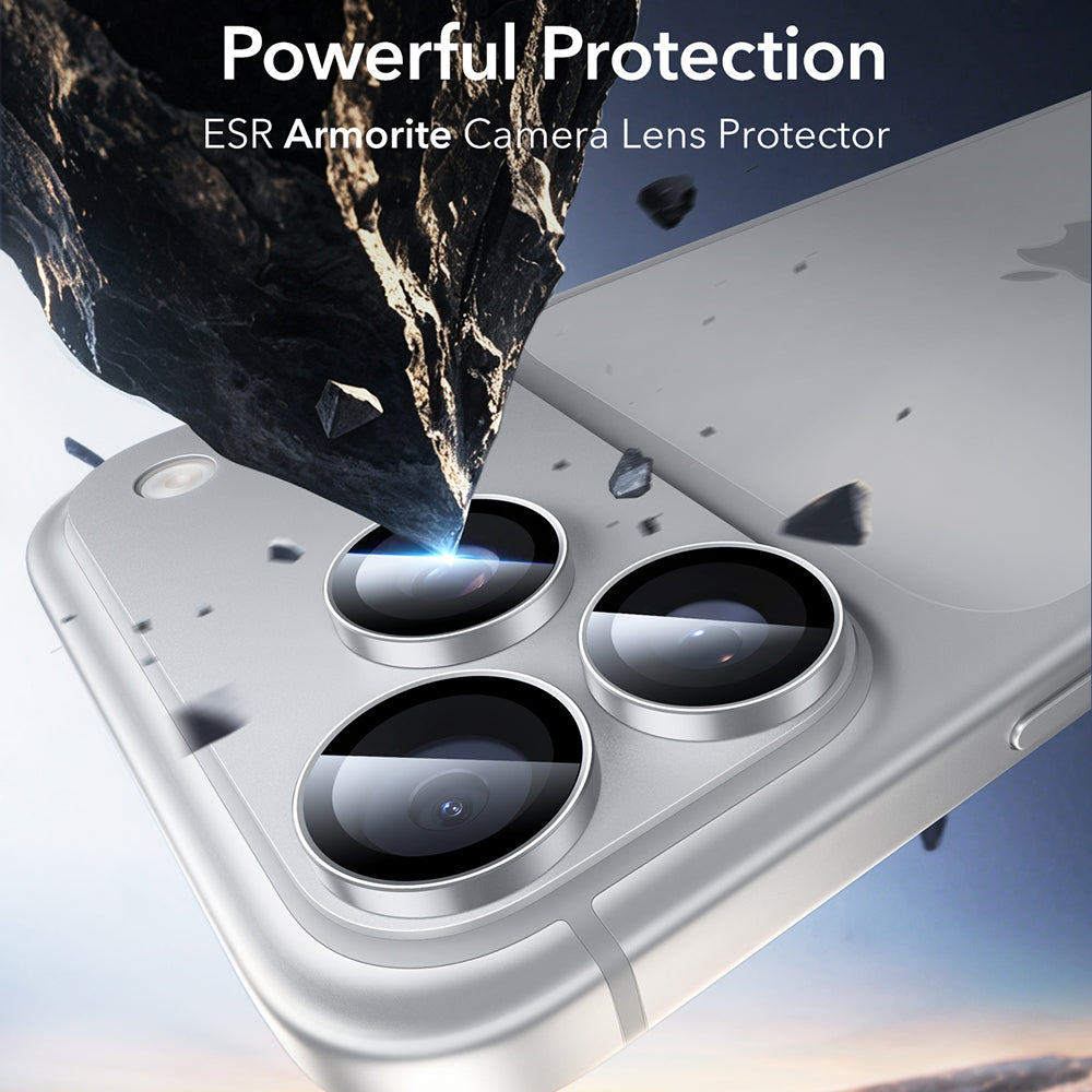 Zaštitna folija za stražnju kameru ESR Armorite za Apple iPhone 18 Pro / 18 Pro max, Kaljeno staklo, Srebrna