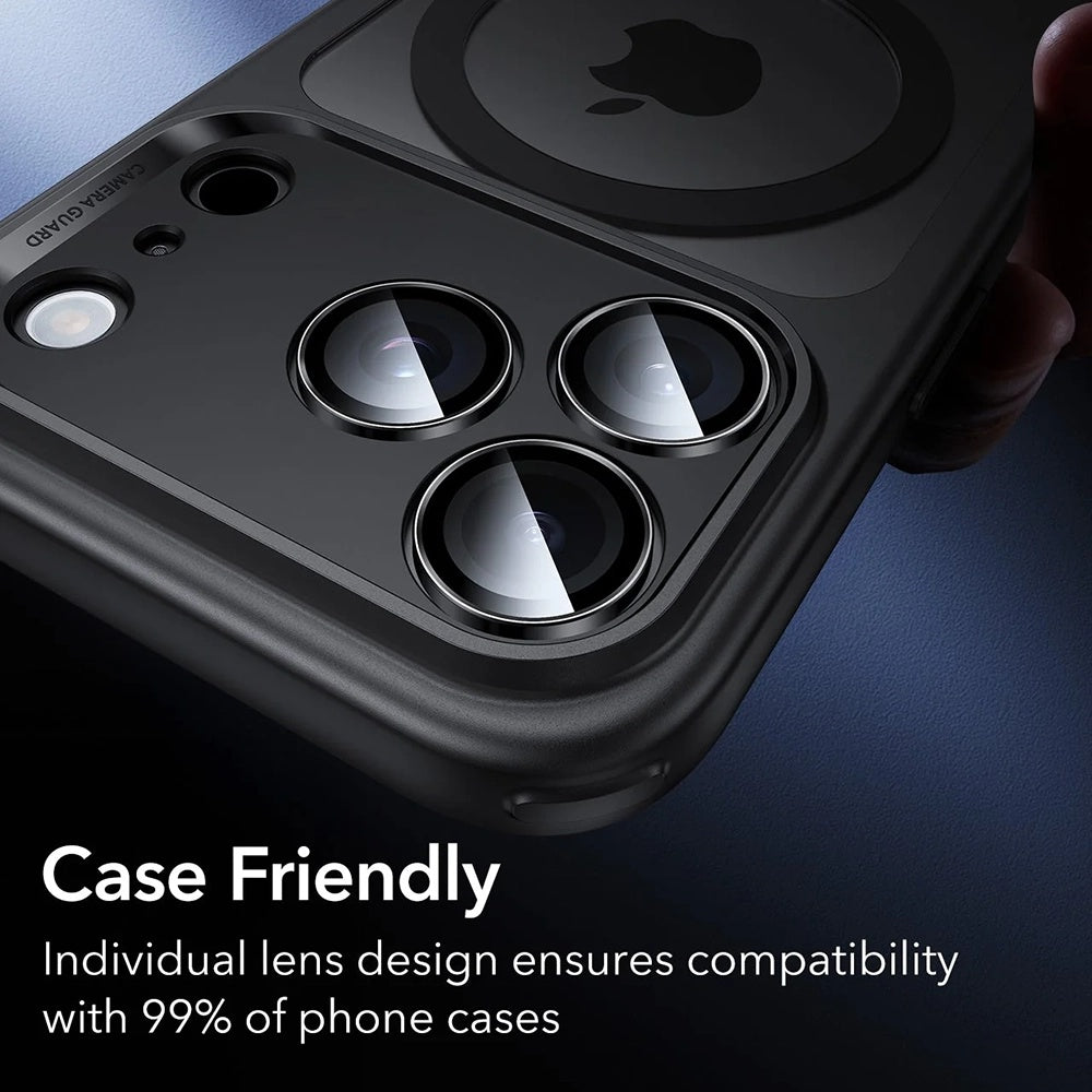 Zaštitna folija za stražnju kameru ESR Armorite za Apple iPhone 18 Pro / 18 Pro max, Kaljeno staklo, Crna