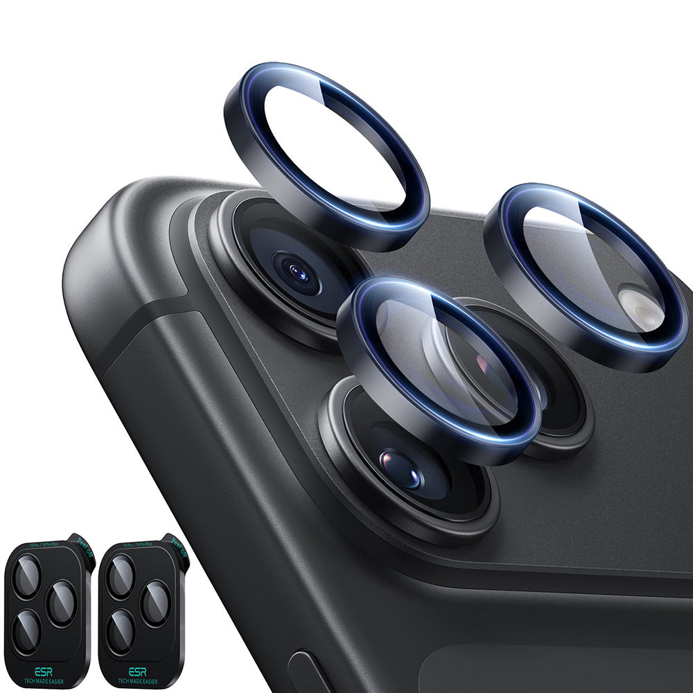 Zaštitna folija za stražnju kameru ESR Armorite za Apple iPhone 18 Pro / 18 Pro max, Kaljeno staklo, Set od 2 komada, Crna