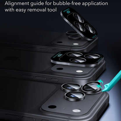 Zaštitna folija za stražnju kameru ESR Armorite za Apple iPhone 18 Pro / 18 Pro max, Kaljeno staklo, Set od 2 komada, Crna