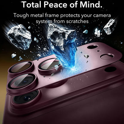 Zaštitna folija za stražnju kameru ESR Armorite Pro za Apple iPhone 18 Pro Max, Kaljeno staklo, Tamno bordo