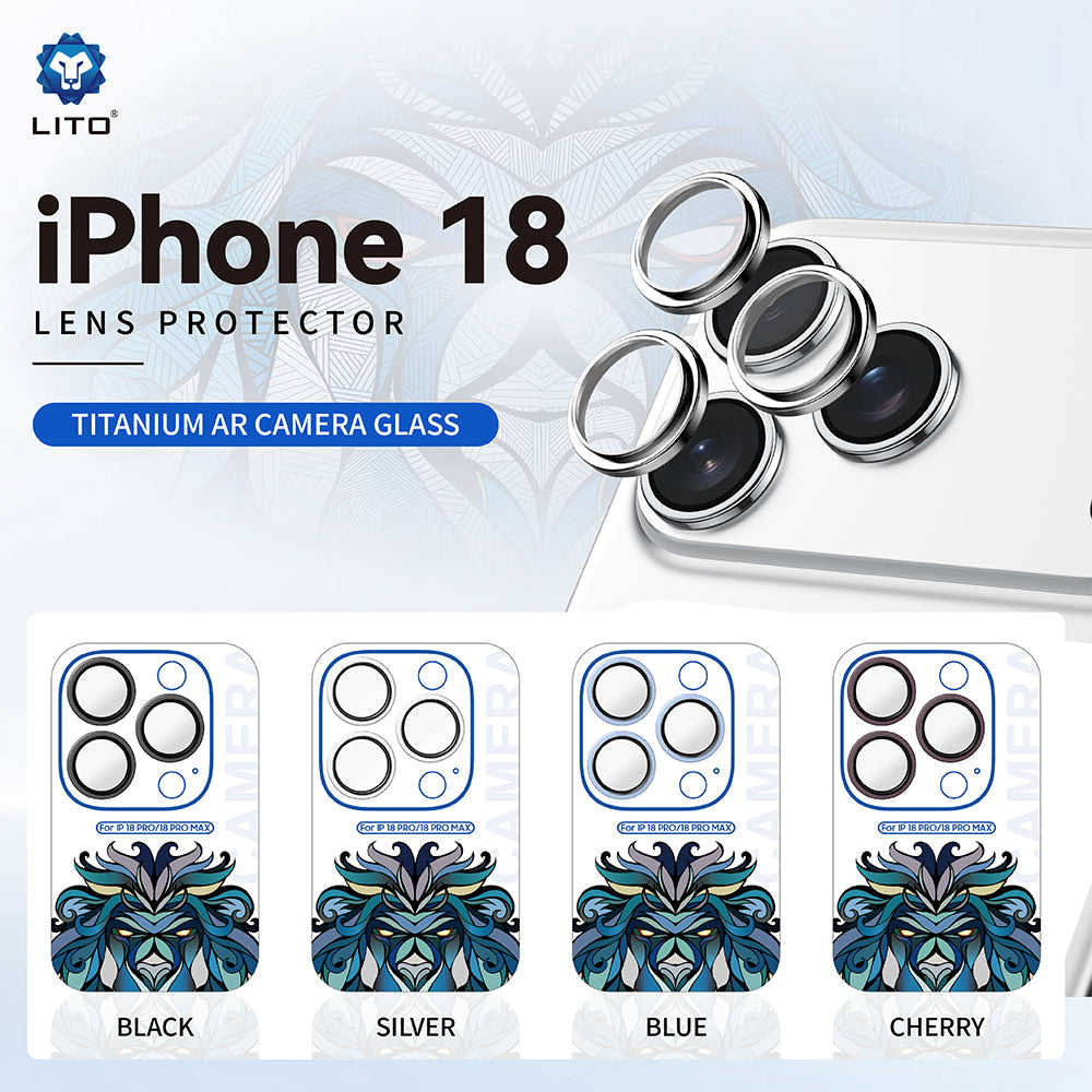 Zaštitna folija za stražnju kameru Lito Titanium AR za Apple iPhone 18 Pro / 18 Pro Max, Kaljeno staklo, Crna