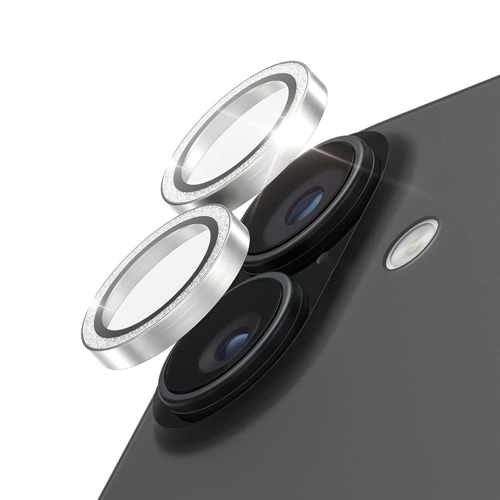 Zaštitna folija za stražnju kameru PanzerGlass Hoops Glitter za Apple iPhone 17 / 16 Plus / 16, Kaljeno staklo, Srebrna
