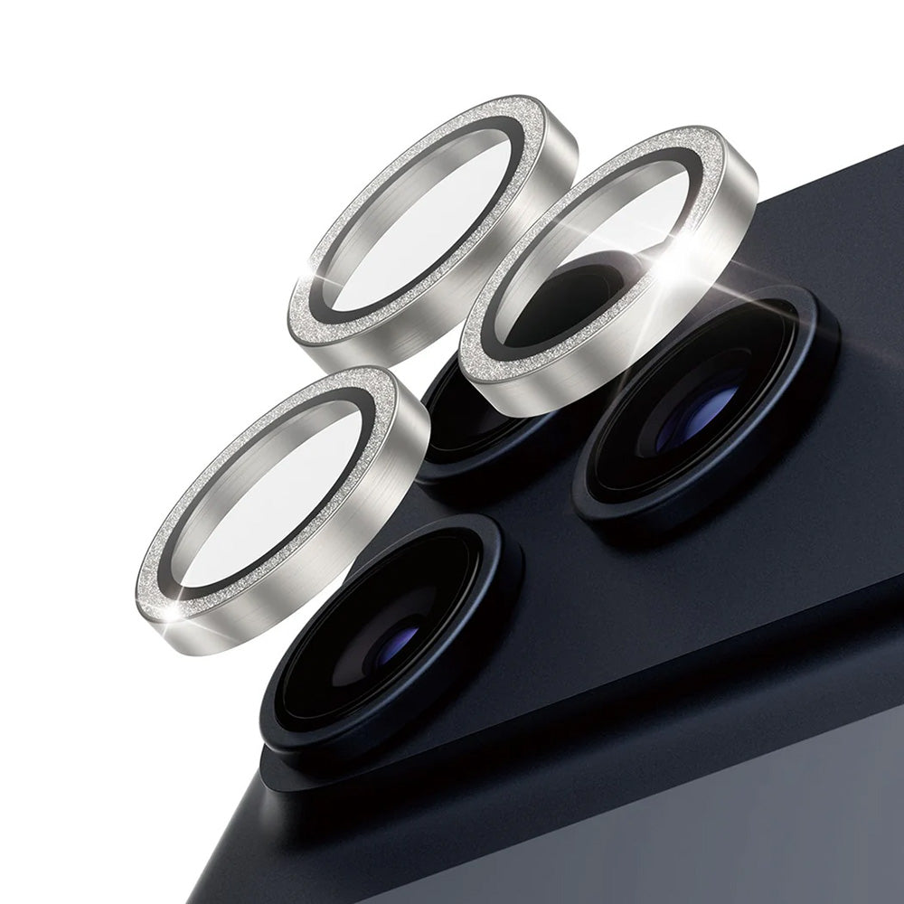 Zaštitna folija za stražnju kameru PanzerGlass Hoops Glitter za Apple iPhone 17 Pro Max / 17 Pro / 16 Pro Max / 16 Pro, Kaljeno staklo, Srebrna