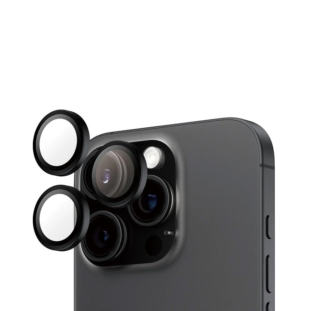 Zaštitna folija za stražnju kameru PanzerGlass Hoops za Apple iPhone 16 Pro Max / 16 Pro, Kaljeno staklo, Crna