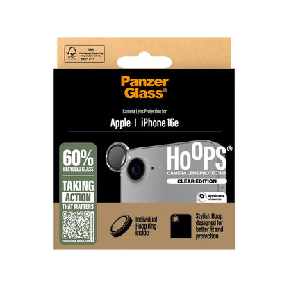 Zaštitna folija za stražnju kameru PanzerGlass Hoops za Apple iPhone 16e, Kaljeno staklo, Prozirno