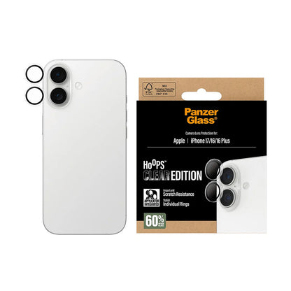 Zaštitna folija za stražnju kameru PanzerGlass Hoops za Apple iPhone 17 / 16 Plus / 16, Kaljeno staklo, Prozirno