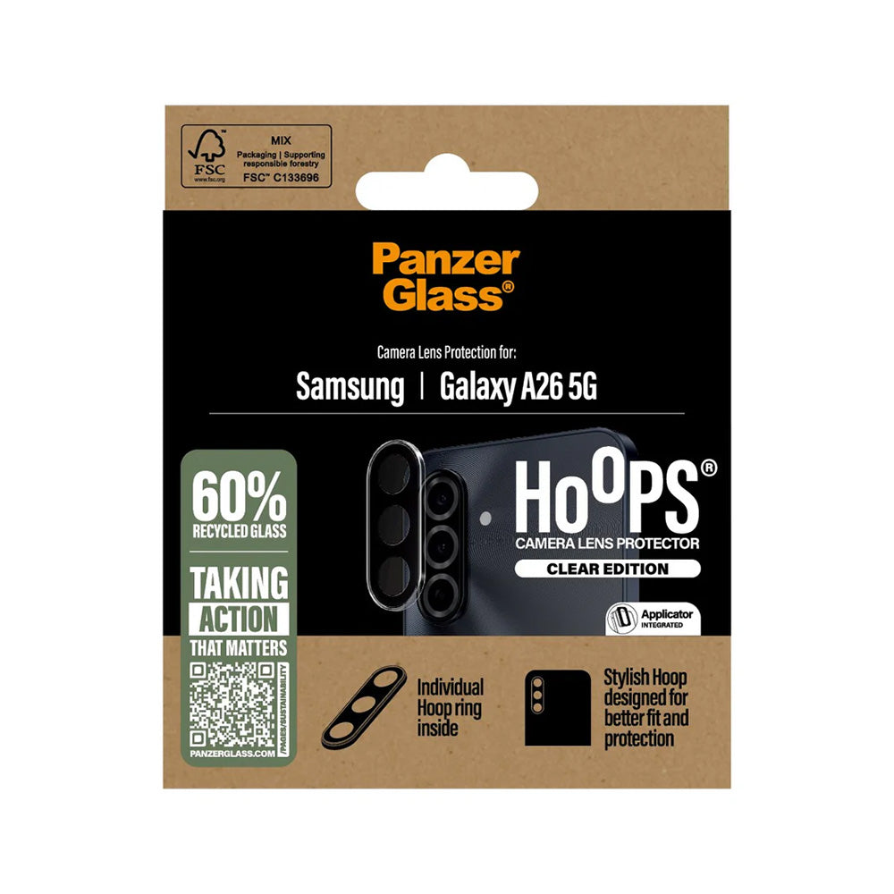 Zaštitna folija za stražnju kameru PanzerGlass Hoops za Samsung Galaxy A26 A266, Kaljeno staklo, Prozirna