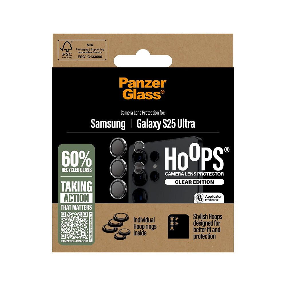 Zaštitna folija za stražnju kameru PanzerGlass Hoops za Samsung Galaxy S25 Ultra S938, Kaljeno staklo, Prozirna