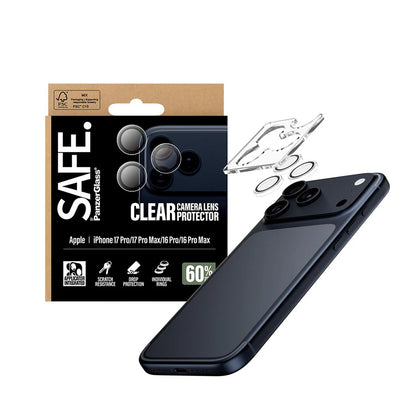 Zaštitna folija za stražnju kameru PanzerGlass Safe. za Apple iPhone 17 Pro Max / 17 Pro / 16 Pro Max / 16 Pro, Kaljeno staklo, Prozirno