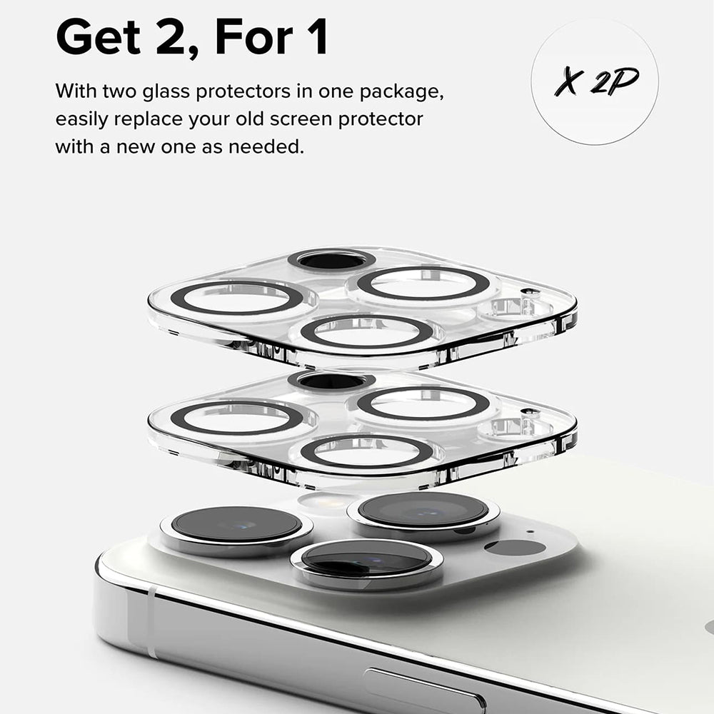 Zaštitna folija za stražnju kameru Ringke za Apple iPhone 15 Pro Max, Kaljeno staklo, Set 2 komada, Prozirna