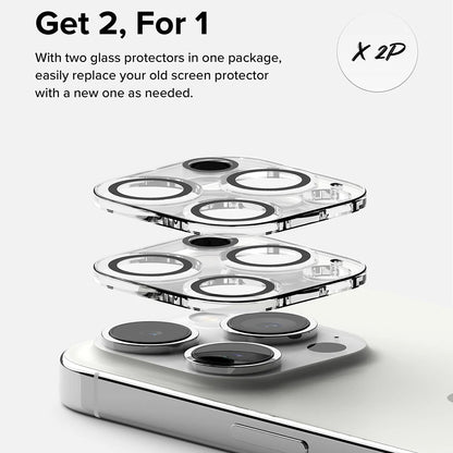 Zaštitna folija za stražnju kameru Ringke za Apple iPhone 15 Pro, kaljeno staklo, set od 2 komada, prozirna