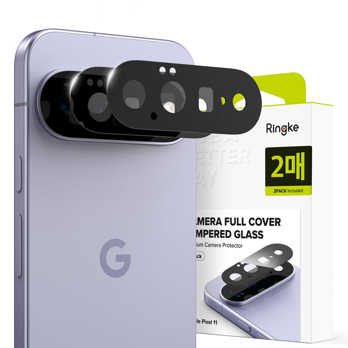 Zaštitna folija za stražnju kameru Ringke za Google Pixel 11, kaljeno staklo, set od 2 komada, crna