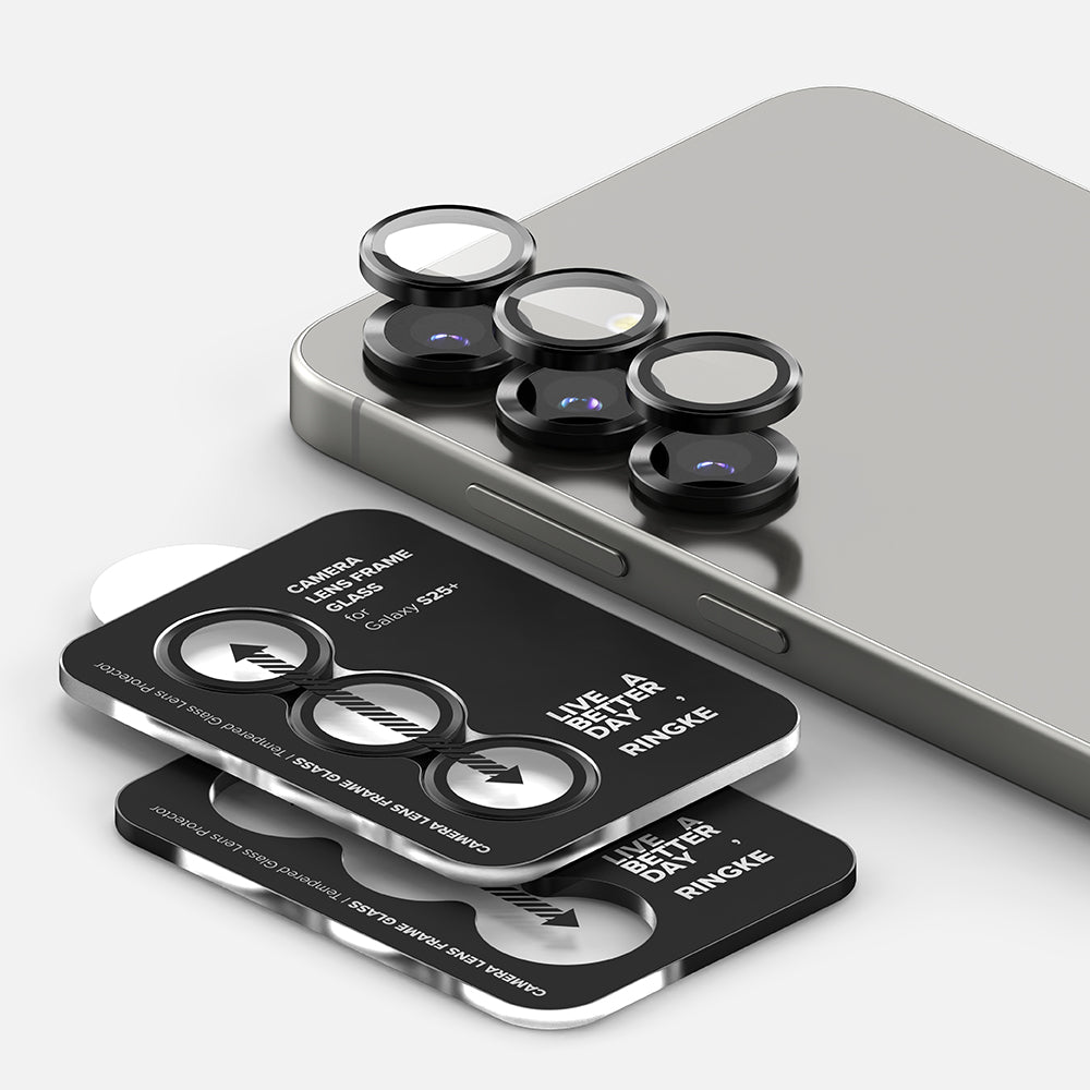 Zaštitna folija za stražnju kameru Ringke za Samsung Galaxy S25 S931, Kaljeno staklo, Crna