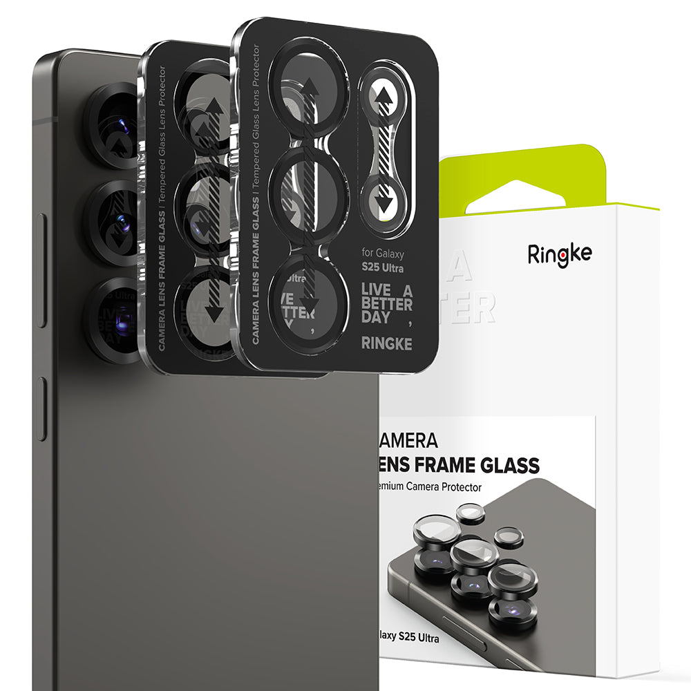 Zaštitna folija Ringke za stražnju kameru Samsung Galaxy S25 Ultra S938, Kaljeno staklo, Crna