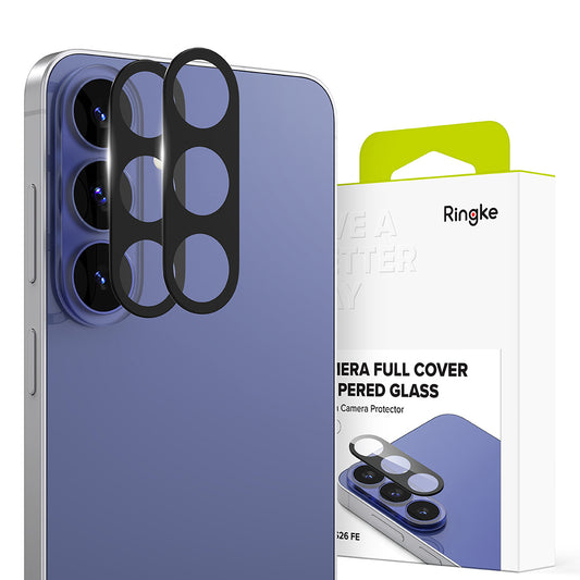 Zaštitna folija za stražnju kameru Ringke za Samsung Galaxy S26 FE S741, Kaljeno staklo, Set od 2 komada, Crna