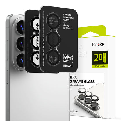 Zaštitna folija za stražnju kameru Ringke za Samsung Galaxy S26 Plus S947 / S26, Kaljeno staklo, Set od 2 komada, Crna