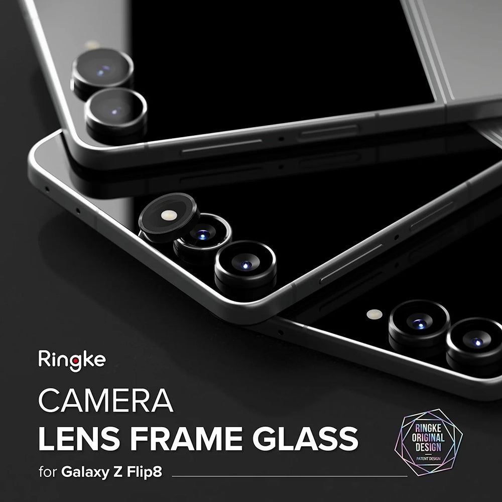 Zaštitna folija za stražnju kameru Ringke za Samsung Galaxy Z Flip8 F776, kaljeno staklo, set od 2 komada, crna
