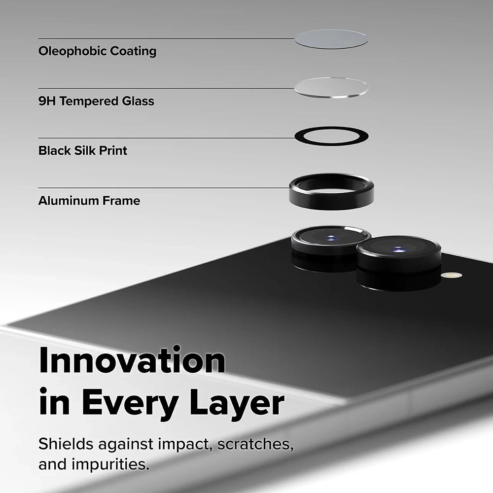 Zaštitna folija za stražnju kameru Ringke za Samsung Galaxy Z Flip8 F776, kaljeno staklo, set od 2 komada, crna
