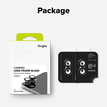 Zaštitna folija za stražnju kameru Ringke za Samsung Galaxy Z Flip8 F776, kaljeno staklo, set od 2 komada, crna