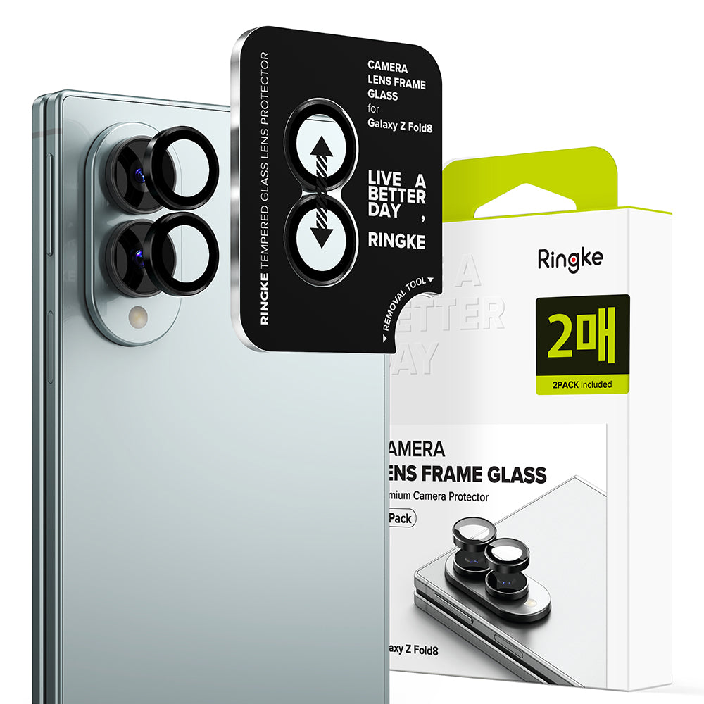 Zaštitna folija za stražnju kameru Ringke za Samsung Galaxy Z Fold8 F971, kaljeno staklo, set od 2 komada, crna