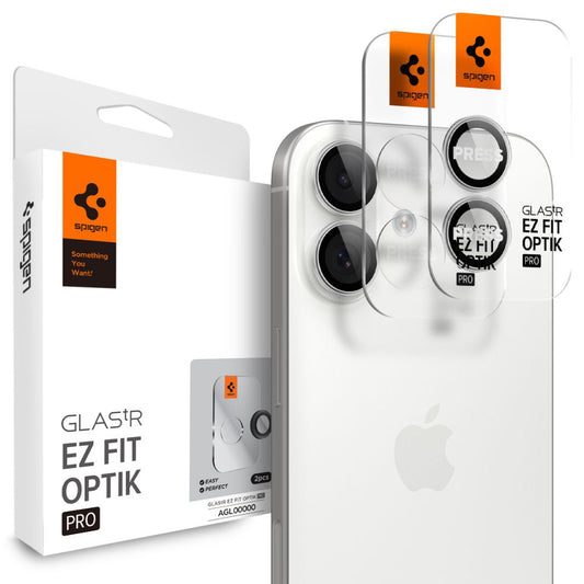 Zaštitna folija za stražnju kameru Spigen GlastR EZ FIT Optik Pro za Apple iPhone 17 / 16 Plus / 16, Kaljeno staklo, Set od 2 komada, Srebrna