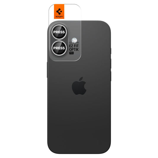 Zaštitna folija za stražnju kameru Spigen GlastR EZ FIT Optik Pro za Apple iPhone 17 / 16 Plus / 16, Kaljeno staklo, Set od 2 komada, Srebrna