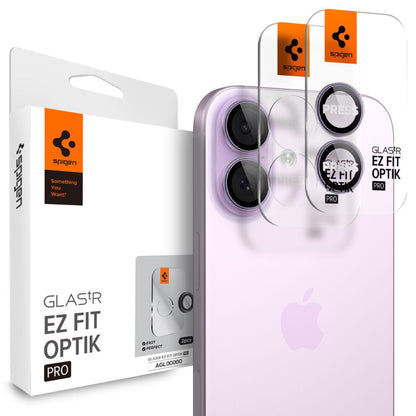 Zaštitna folija za stražnju kameru Spigen GlastR EZ FIT Optik Pro za Apple iPhone 17 / 16 Plus / 16, Kaljeno staklo, Set od 2 komada, Ljubičasta