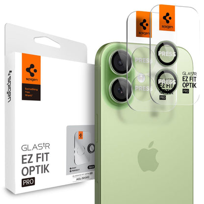 Zaštitna folija za stražnju kameru Spigen GlastR EZ FIT Optik Pro za Apple iPhone 17 / 16 Plus / 16, Kaljeno staklo, Set od 2 komada, Zelena AGL10128