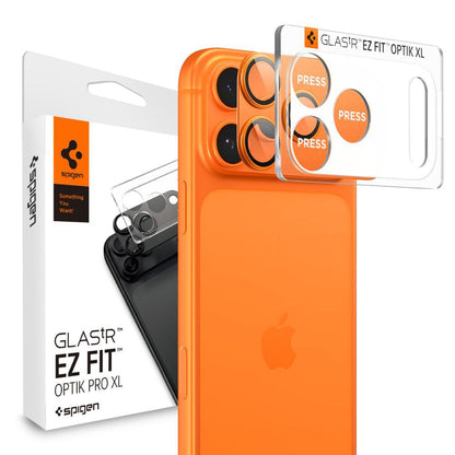 Zaštitna folija za stražnju kameru Spigen GlastR EZ FIT Optik Pro za Apple iPhone 17 Pro Max, Kaljeno staklo, Set od 2 komada, Narančasta AGL10650