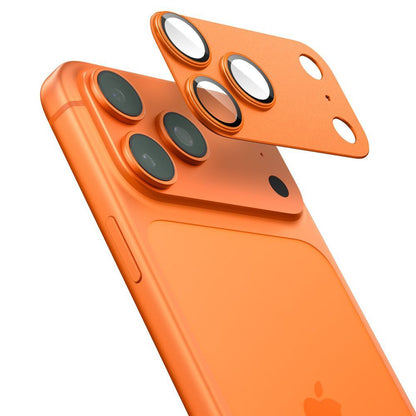 Zaštitna folija za stražnju kameru Spigen GlastR EZ FIT Optik Pro za Apple iPhone 17 Pro Max, Kaljeno staklo, Set od 2 komada, Narančasta AGL10650