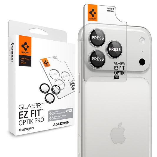 Zaštitna folija za stražnju kameru Spigen GlastR EZ FIT Optik Pro za Apple iPhone 18 Pro / 18 Pro Max, Kaljeno staklo, Set od 2 komada, Srebrna AGL12046