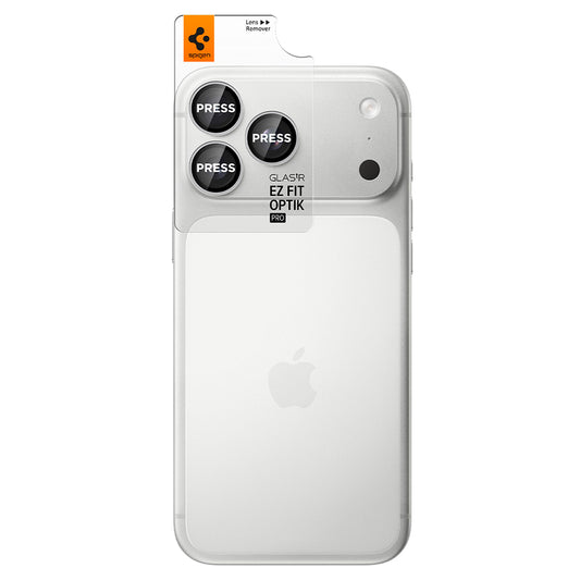Zaštitna folija za stražnju kameru Spigen GlastR EZ FIT Optik Pro za Apple iPhone 18 Pro / 18 Pro Max, Kaljeno staklo, Set od 2 komada, Srebrna AGL12046