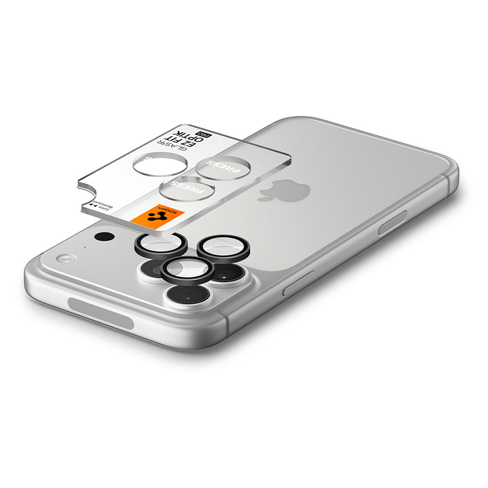 Zaštitna folija za stražnju kameru Spigen GlastR EZ FIT Optik Pro za Apple iPhone 18 Pro / 18 Pro Max, Kaljeno staklo, Set od 2 komada, Tamno siva AGL12043