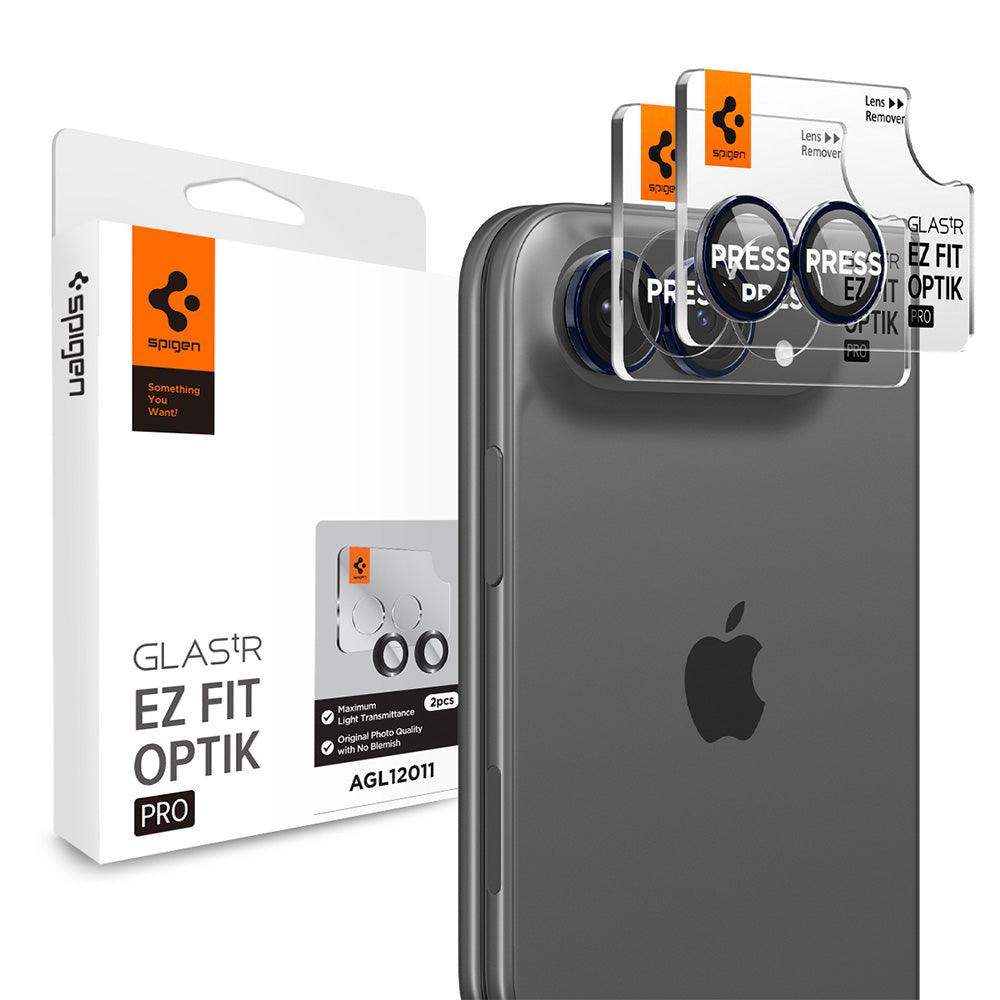 Zaštitna folija za stražnju kameru Spigen GlastR EZ FIT Optik Pro za Apple iPhone Duo, Kaljeno staklo, Set od 2 komada, Tamnoplava AGL12011