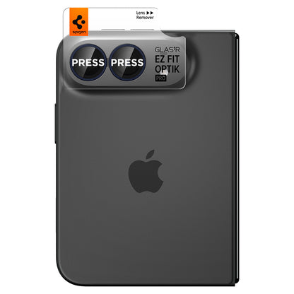 Zaštitna folija za stražnju kameru Spigen GlastR EZ FIT Optik Pro za Apple iPhone Duo, Kaljeno staklo, Set od 2 komada, Tamnoplava AGL12011