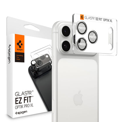 Zaštitna folija za stražnju kameru Spigen GlastR EZ FIT Optik Pro XL za Apple iPhone 17 Pro Max, Kaljeno staklo, Srebrna