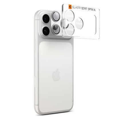 Zaštitna folija za stražnju kameru Spigen GlastR EZ FIT Optik Pro XL za Apple iPhone 17 Pro Max, Kaljeno staklo, Srebrna