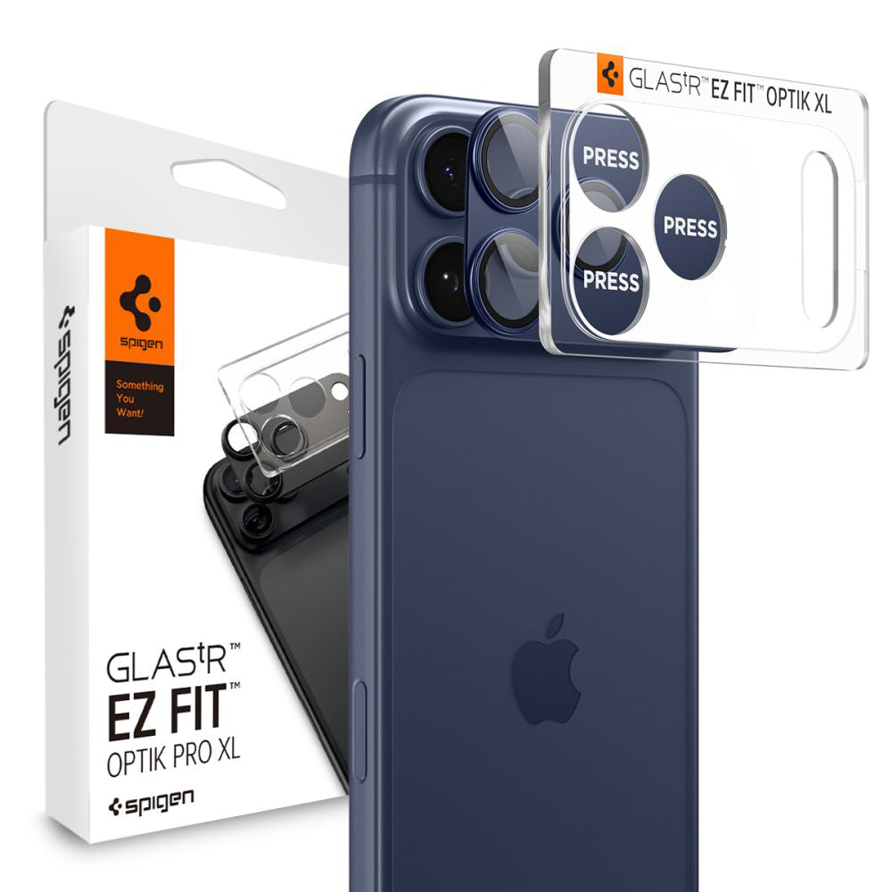 Zaštitna folija za stražnju kameru Spigen GlastR EZ FIT Optik Pro XL za Apple iPhone 17 Pro Max, Kaljeno staklo, Plava AGL10651