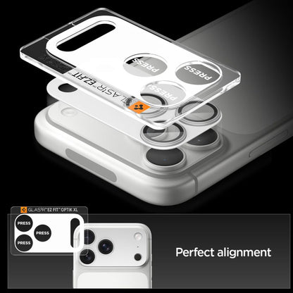 Zaštitna folija za stražnju kameru Spigen GlastR EZ FIT Optik Pro XL za Apple iPhone 17 Pro, Kaljeno staklo, Srebrna AGL10647