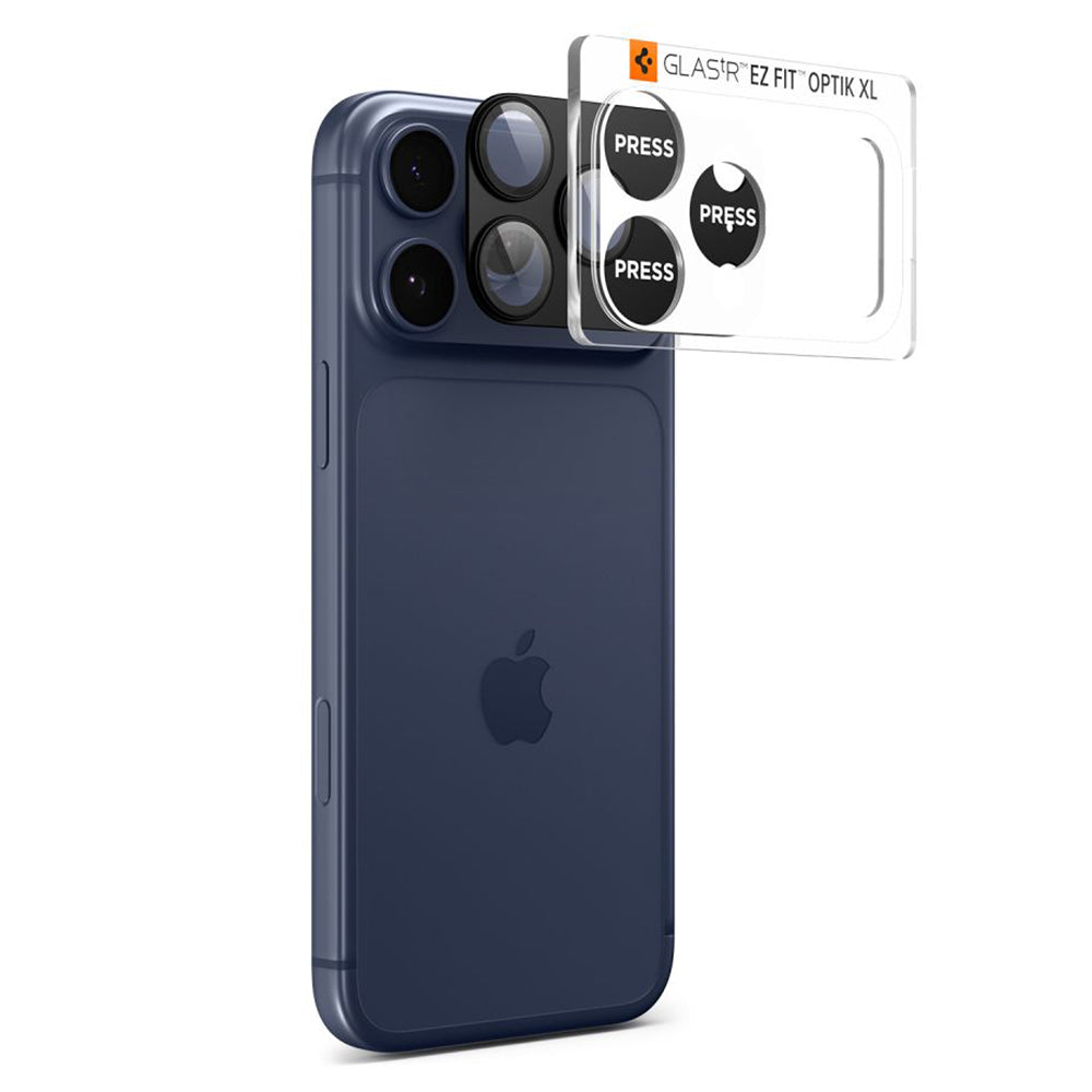 Zaštitna folija za stražnju kameru Spigen GlastR EZ FIT Optik Pro XL za Apple iPhone 17 Pro, Kaljeno staklo, Crna AGL10644