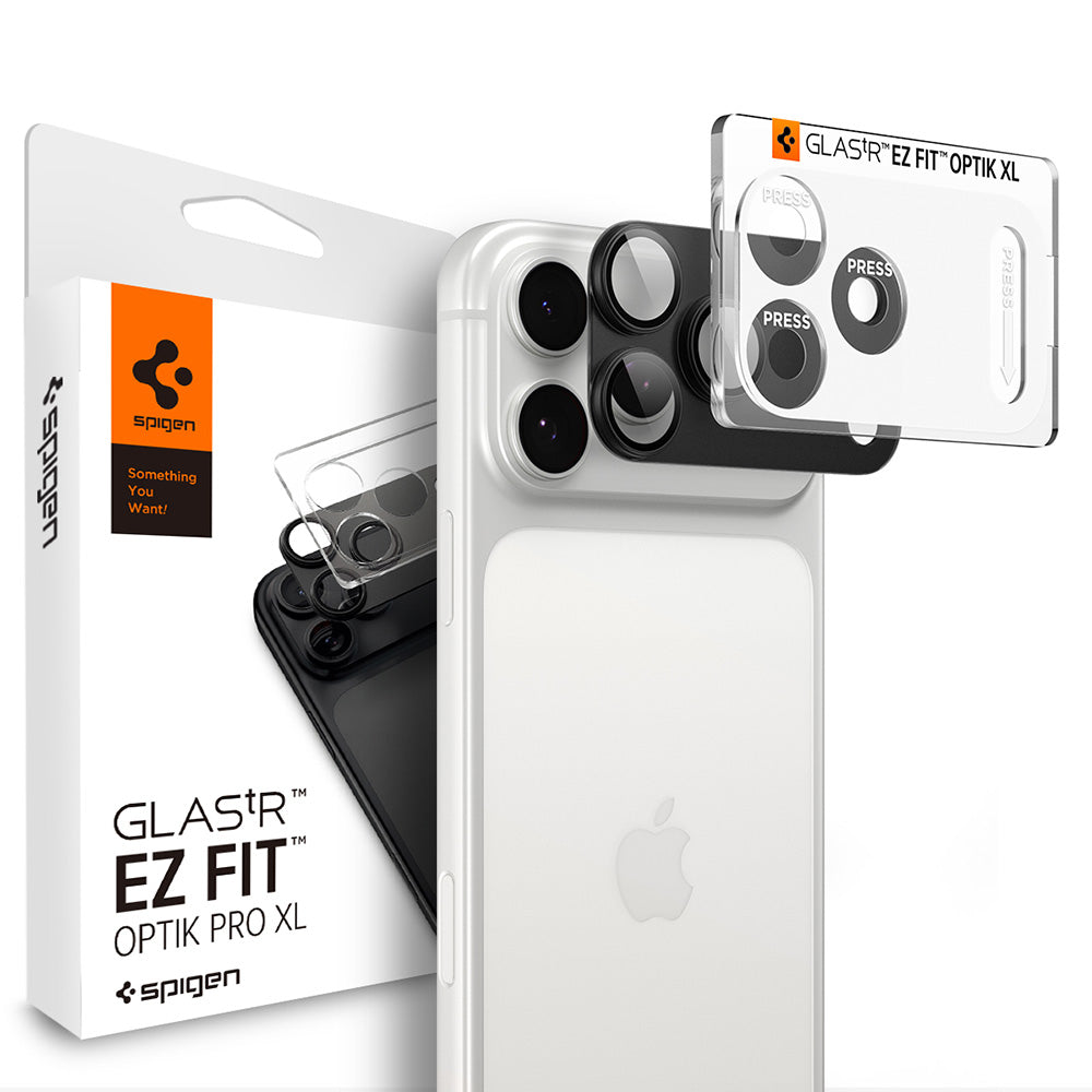 Zaštitna folija za stražnju kameru Spigen GlastR EZ FIT Optik Pro XL za Apple iPhone 18 Pro Max, Kaljeno staklo, Tamno siva AGL12039