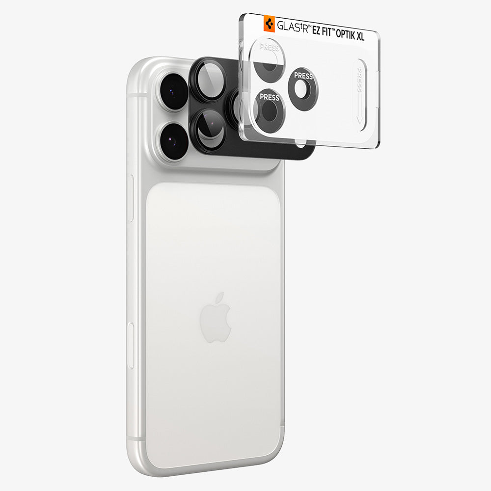Zaštitna folija za stražnju kameru Spigen GlastR EZ FIT Optik Pro XL za Apple iPhone 18 Pro Max, Kaljeno staklo, Tamno siva AGL12039