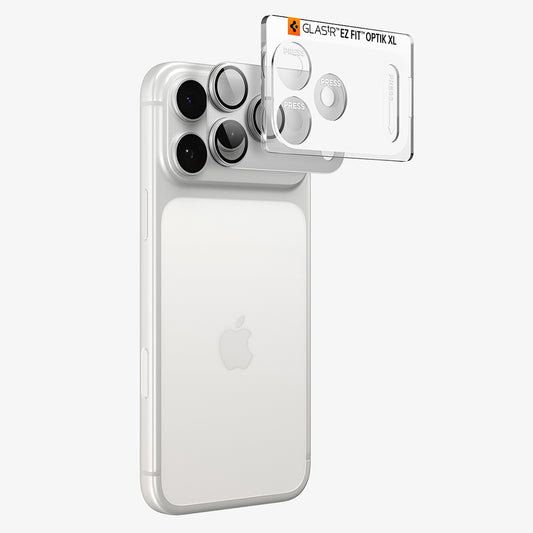 Zaštitna folija za stražnju kameru Spigen GlastR EZ FIT Optik Pro XL za Apple iPhone 18 Pro, Kaljeno staklo, Srebrna AGL12038