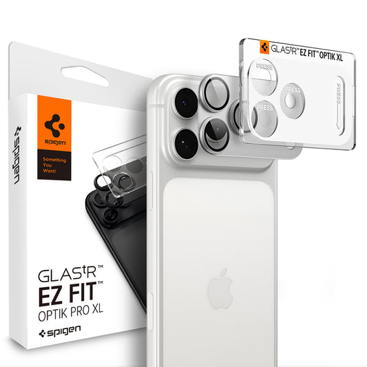 Zaštitna folija za stražnju kameru Spigen GlastR EZ FIT Optik Pro XL za Apple iPhone 18 Pro, Kaljeno staklo, Srebrna AGL12038