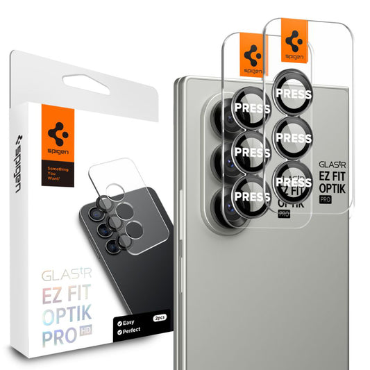 Zaštitna folija za stražnju kameru Spigen GlastR EZ FIT Optik Pro HD za Samsung Galaxy Z Fold7 F966, Kaljeno staklo, Set od 2 komada, Crna AGL09581